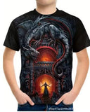 2-12T Kid Boy Dinosaur 3D Digital Printing Casual Short-sleeved T-shirt