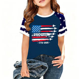 Kid Boy Girl USA Independence Day 250th Anniversary Short Sleeve T-Shirt Tops
