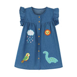 Kid Baby Girl Denim Summer Embroidered Cartoon Fashion Dress