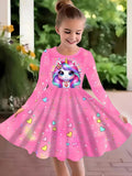 2-10T Kid Girl Fake Personalized Long-sleeved Swing Fashion Trend Dresses