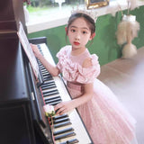 Kid Girl Host Evening Princess Piano Performance Dresses