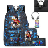 Anime One Piece Backpack Large Capacity Schoolbag With USB Password