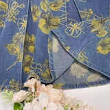 Kid Baby Girls Denim Floral Print Waist-cinched Lapel Vest Dress