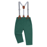 0-24M Boy Baby Retro Gentleman Long Sleeve Overalls Banquet Suit 3 Pcs Set