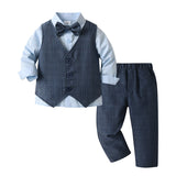 6M-8T Kid Baby Boy Formal Suit Long-sleeved 4 Pcs Set