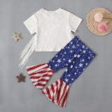 Kid Baby Girls Summer Short-sleeved Independence Day Star Print 2 Pcs Set