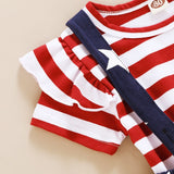 American  Independence Day Baby Girl Striped 3 Pcs/Set