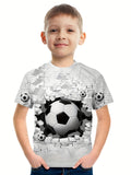 Kid Boy Flame Football 3D Printed Casual Short Sleeve T-Shirt