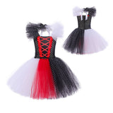 Halloween Black and White Witch Kuila Girl Dress Cosplay Dalmatian Puffy Gauze Dress