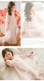 Kid Girl Cute Nightdress Pink Long-sleeved Bow Soft Mesh Gauze Pajamas