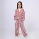 4-12Y Kid Girl Autumn Winter Sports Velvet  Casual Suit 2 Pcs Set