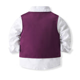 1-5Y Kid Baby Boy Wedding Suit Long Sleeve 4 Pcs Set