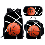 Kid Boy Street Trendy Football Backpack with Pencil Case Lunch Bag 3 Pcs/set