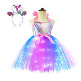 1-10T Kid Baby Girls Halloween Glowing Mermaid Princess Dresses