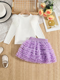 1-6Y Kid Baby Girls Princess Gauze Mesh Long Sleeve 2 Pcs/Set