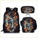Kid Boy Street Trendy Football Backpack with Pencil Case Lunch Bag 3 Pcs/set