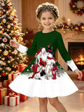 3-12Y Kid Girl Christmas Autumn Winter Long Sleeve 3D Printing Dresses