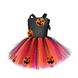 Halloween Children Pumpkin Costume Girl Witch Cosplay Party Show Princess Dress Pumpkin Show