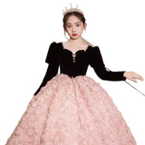 2-12T Kid Girls High-end Birthday Princess Host Piano Dresses