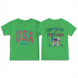 Kid Boy Girl Round Neck Short Sleeves Loose Casual Summer Independence Day T-shirt