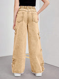 7-12Y Teen Kid Girl Star Decorated Hip Hop Jeans Pants