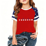 Kid Girl USA Independence Day 250th Anniversary Trend Loose Casual T-Shirt Tops