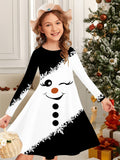 2-10T Kid Girl Crew Neck Long-sleeved Flower Casual Dresses