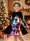 3-12Y Kid Girl Christmas  Autumn Winter Long-sleeved  3D Print Dresses