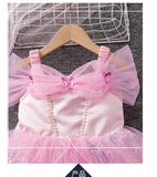 Girls Pink Butterfly Princess Dress Children's Summer Foreign Mesh Fluffy Party Birthday Dress