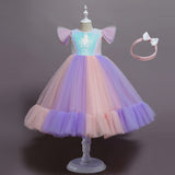Kid Girls Colorful Mesh Birthday Party Wedding Dress