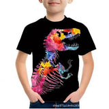 2-12T Kid Boy Dinosaur 3D Digital Printing Casual Short-sleeved T-shirt