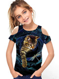 Kid Girl Fashion Off Shoulder T-shirt