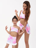 Family Matching Parent-child Single Shoulder Split Swimsuit Three-piece Set