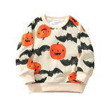 1-8 T Halloween Kid Baby Boy Long-sleeved Cartoon Pumpkin Shirt