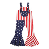 Independence Day Kid Baby Girls Summer Sleeveless Striped Star Print Pants