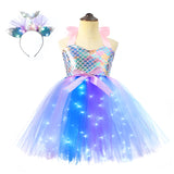 1-10T Kid Baby Girls Halloween Glowing Mermaid Princess Dresses