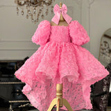 Kid Girl Pink Rose Flower European American Princess Dresses