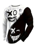 2-8T Kid Boy Halloween Skull 3D Digital Print Long Sleeve Crew Neck T-Shirt