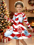 3-12Y Christmas Girls Autumn and Winter Long Sleeve 3D Printing Dress