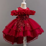3-12T Kid Girl Princess Flower Wedding Fluffy Dress