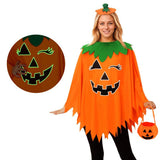 Kid Adult Halloween Party Pumpkin Costume Cloak Cape 3 Pcs
