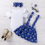 Baby Girl Independence Day Short Sleeve Star Skirt Sets
