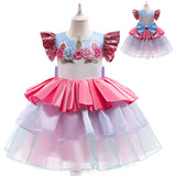 Kid Unicorn Flower Sleeveless Mesh Dresses