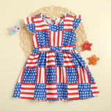 Ins Independence Day Kid Baby Girl Fly Sleeve Dress