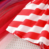 3 Pcs/Set Baby Girl Red And White Strip Star Splicing Independence Day Dress