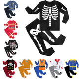 2-12T Kid Halloween Boys Glow Skeleton Pajamas 2 Pcs Set