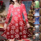 3-10Y Kid Girl Spring Winter Printed Christmas Dresses