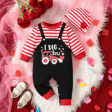 Foreign Trade Baby and Children's Clothing, The New Cute Valentine's Day Tractor Printed Jumpsuit