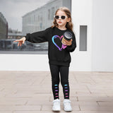 INS Girls 2-piece Set & Love Butterfly Print Long Sleeve Sweater Tights Outdoor Leisure Sports