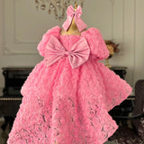 Kid Girl Pink Rose Flower European American Princess Dresses